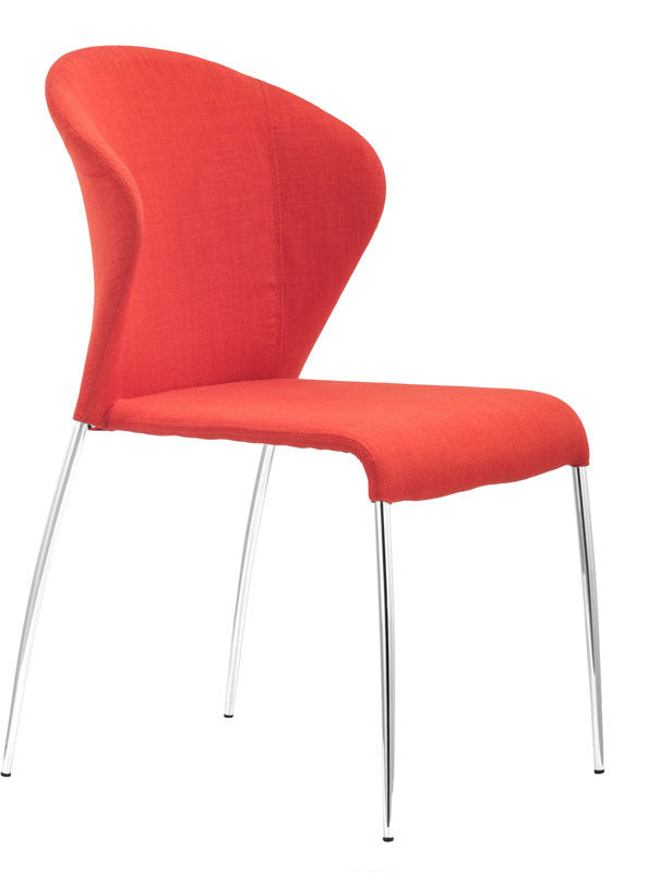 Zuo Modern 100041 Oulu Dining Chair Color Tangerine Chromed Steel Finish - Set Of 2