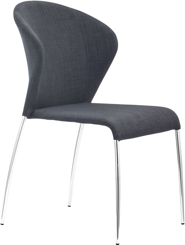 Zuo Modern 100042 Oulu Dining Chair Color Graphite Chromed Steel Finish - Set Of 2
