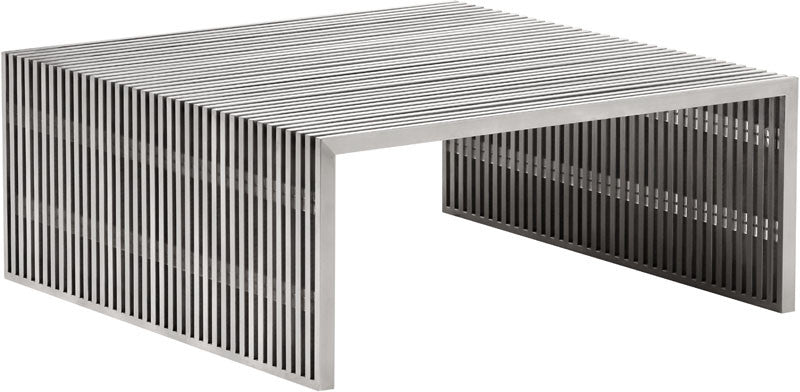 Zuo Modern 100084 Novel Square Coffee Table Color Brushed Stainless Steel Brushed Stainless Steel Finish