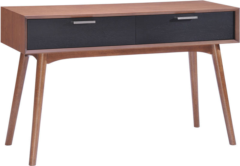 Zuo Modern 100096 Liberty City Console Table Color Walnut & Black Rubberwood Finish