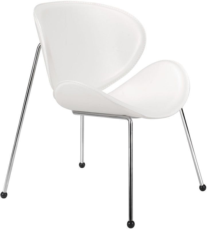 Zuo Modern 100102 Match Occasional Chair Color White Chromed Steel Finish - Set Of 2