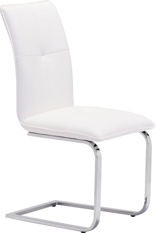 Zuo Modern 100121 Anjou Dining Chair Color White Chromed Steel Finish - Set Of 2