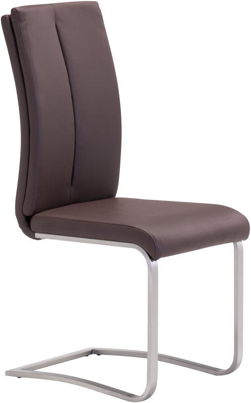 Zuo Modern 100137 Rosemont Dining Chair Color Brown Chromed Steel Finish - Set Of 2