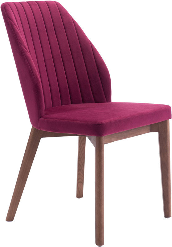 Zuo Modern 100269 Vaz Dining Chair Color Red Velvet Solid Wood Finish - Set Of 2