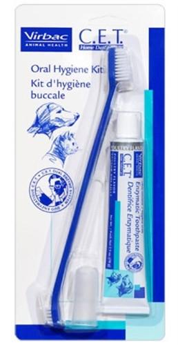 Virbac 10123 C.e.t. Dualend Toothbrush, Fingerbrush & Enzymatic Toothpaste Kit