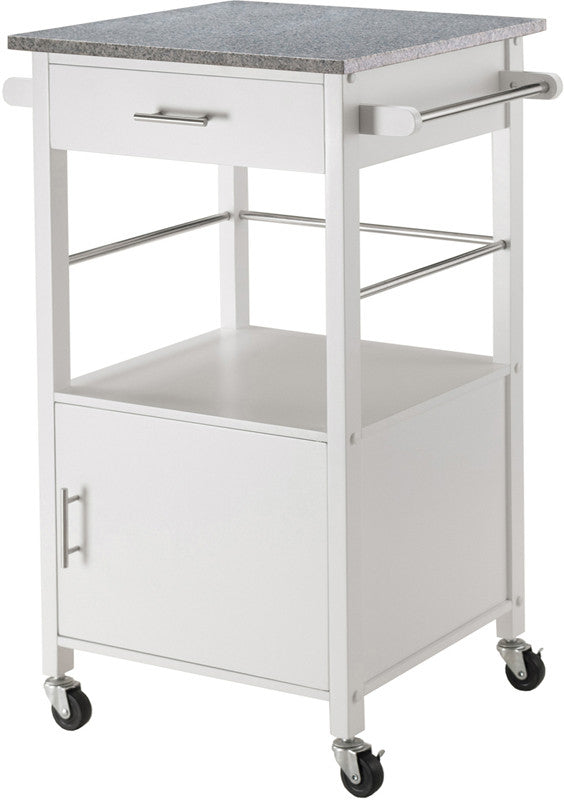 Winsome Wood 10123 Davenport Kitchen Cart With Granite Top White