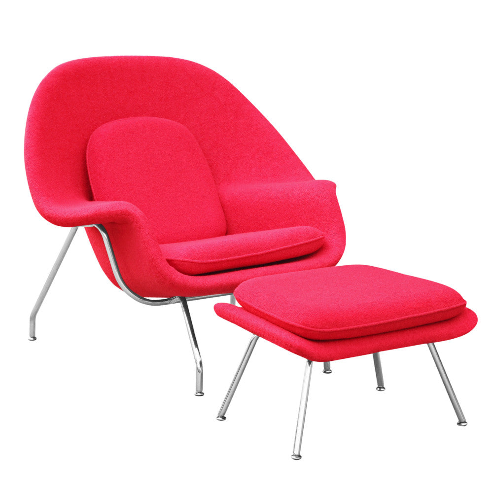 Fine Mod Imports Fmi1134-red Woom Chair And Ottoman, Red
