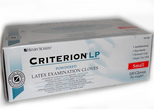 Criterion Lp 11951 Latex Exam Gloves, Lightly Powdered, Small, 100/box