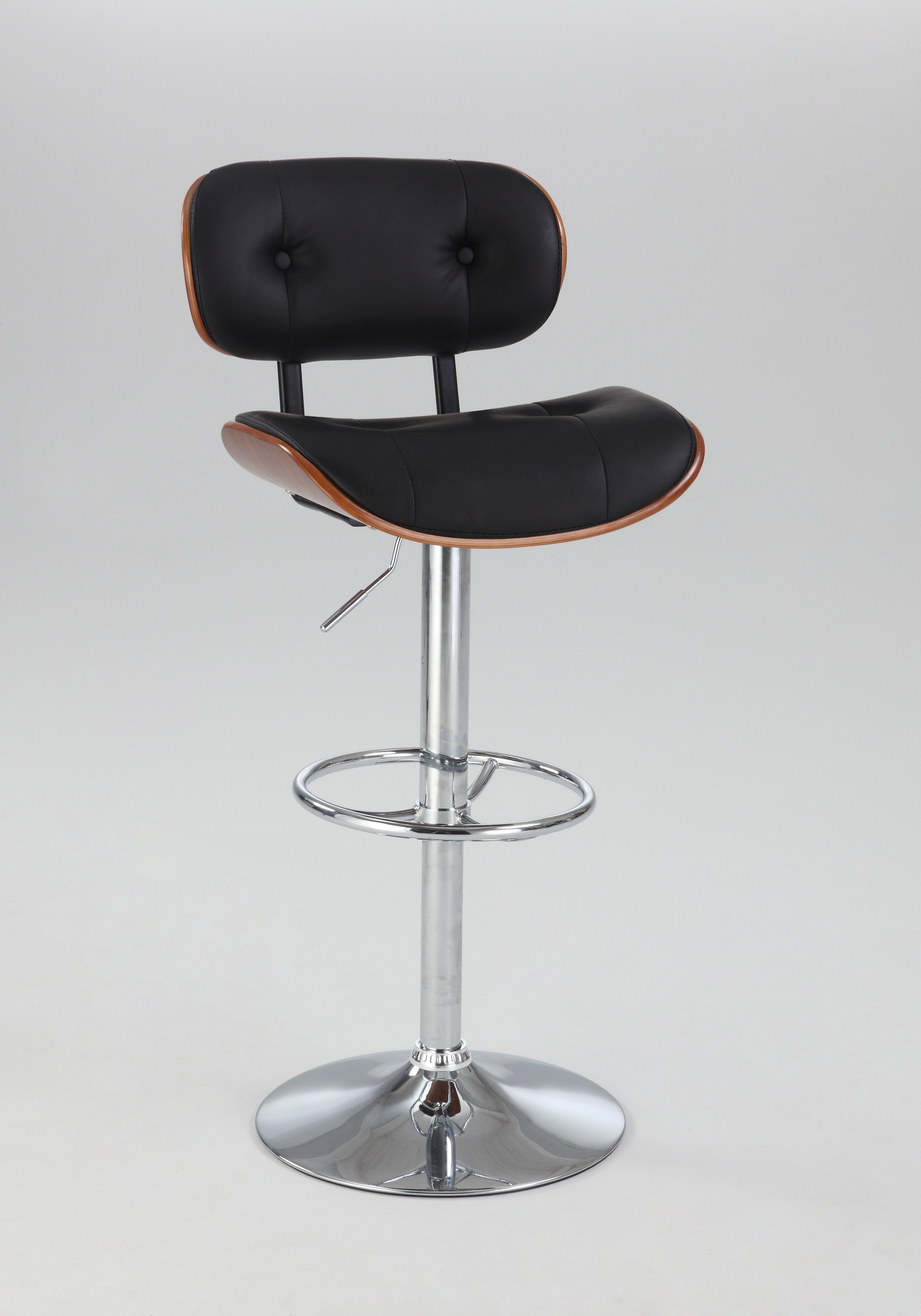 Chintaly 1428-as-blk Tufted Oversized Pneumatic Swivel Stool