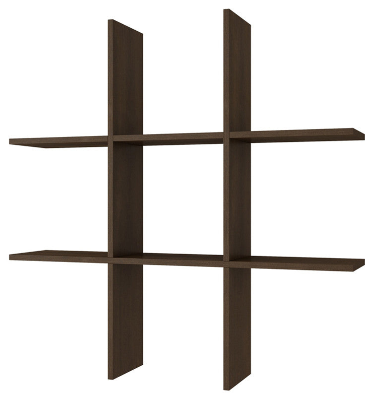 Accentuations By Manhattan Comfort Decorative Taranaki Tic- Tac Shelf With 6 Useful Shelves In Tobacco