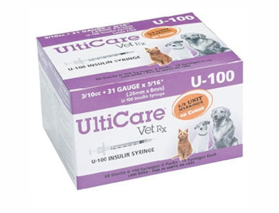 Ulticare 18209 Ulticare Vetrx Insulin Syringe U100 3/10cc 31g X 5/16", 60/box