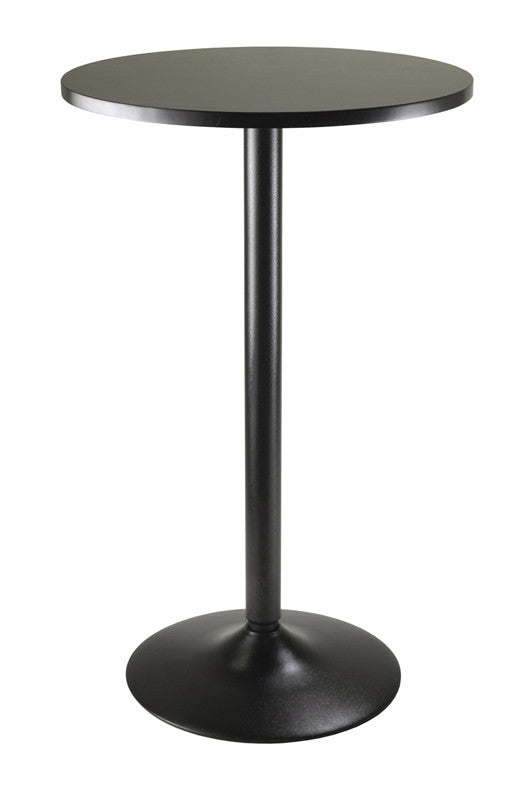 Winsome Wood 20123 Pub Table Round Black Mdf Top With Black Leg And Base