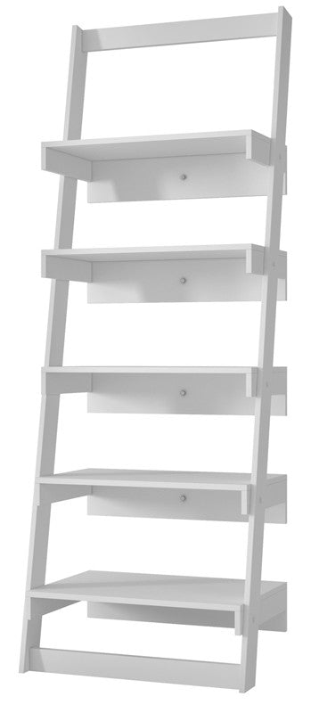 Accentuations By Manhattan Comfort Brilliant Carpina Ladder Shelf With 5- Floating Shelves In White