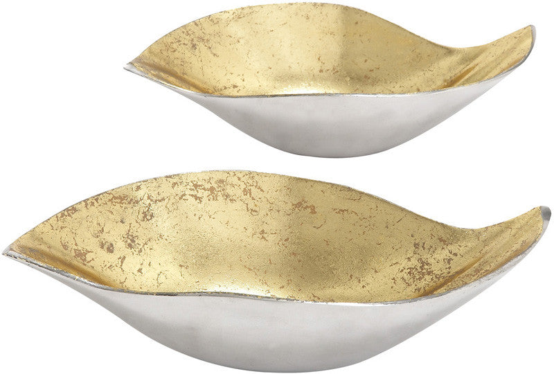 Benzara 22040 Set Of Two Golden Aluminium Gld Bowl
