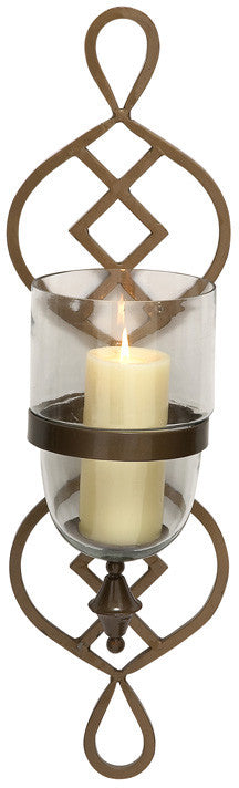 Benzara 24125 Breathtaking Metal Glass Candle Sconce