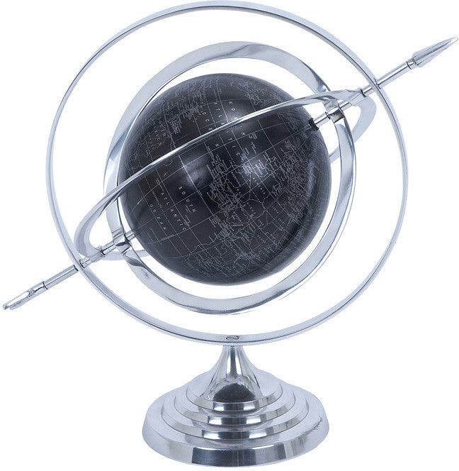 Benzara 28353 Metal Globe With Attractive Concentric Circle Pattern