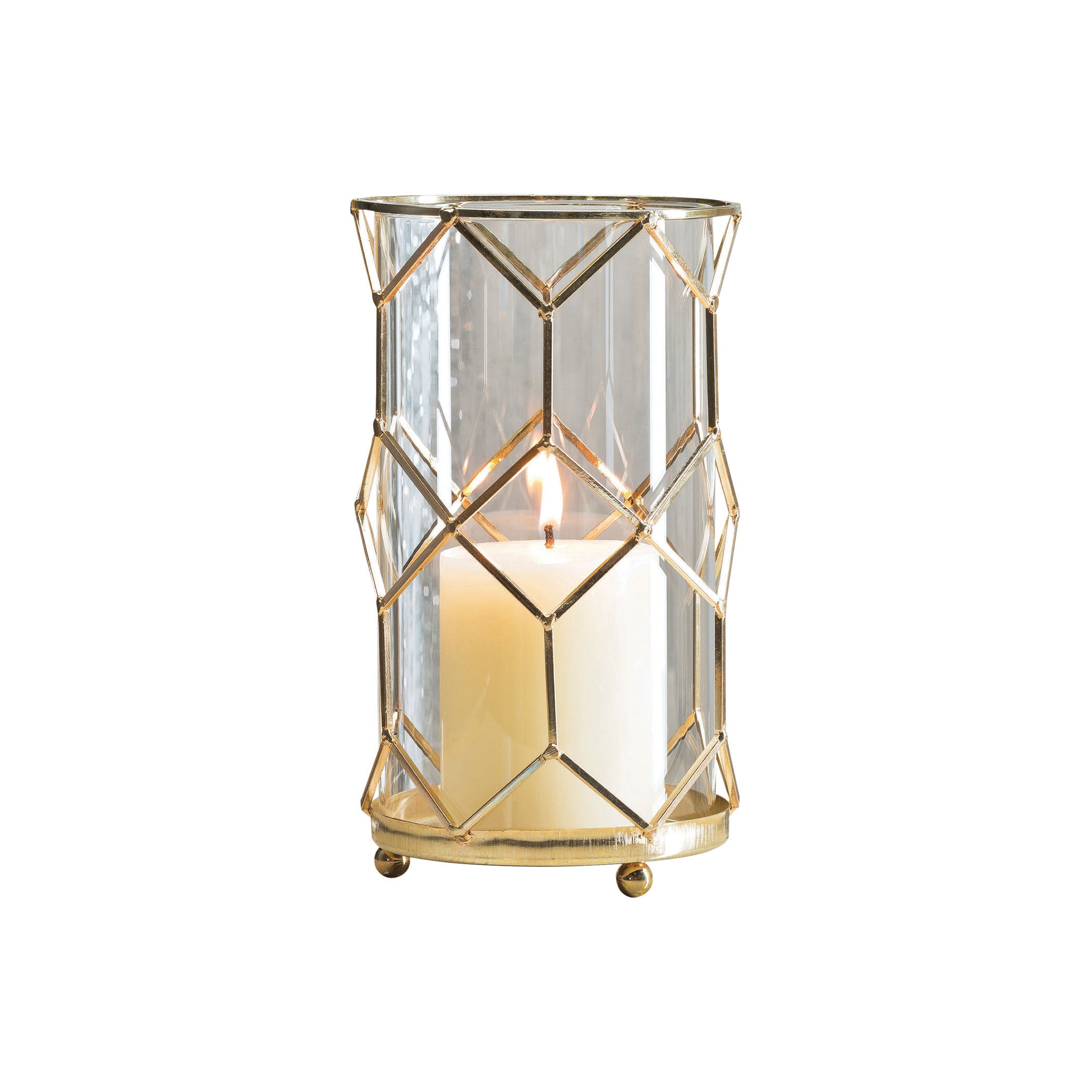 Pomeroy Pom-291111 Geo Collection Gold,white Finish Candle/candle Holder