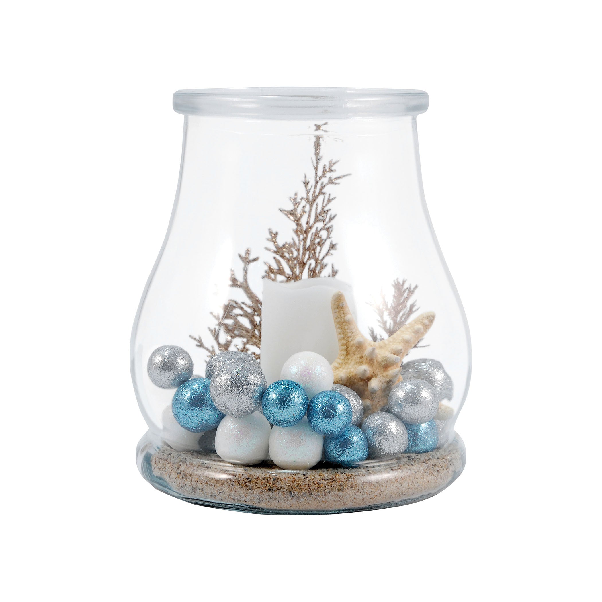 Pomeroy Pom-291661 Shiloh Collection Clear,white,azure Finish Candle/candle Holder