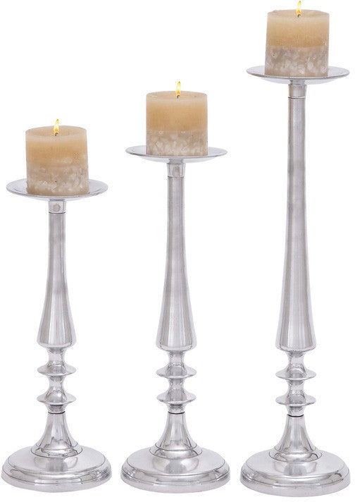 Bayden Hill Alum Candle Stnd S/3 19", 15", 13"h