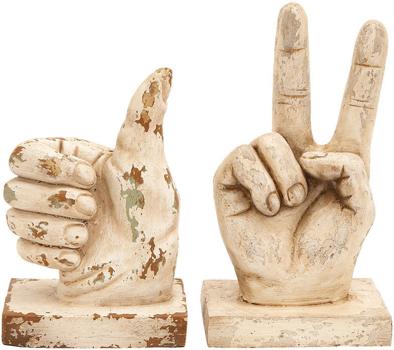 Benzara 34868 Assorted Polystone Hand Decor With Intricate Detailing - Set Of 2