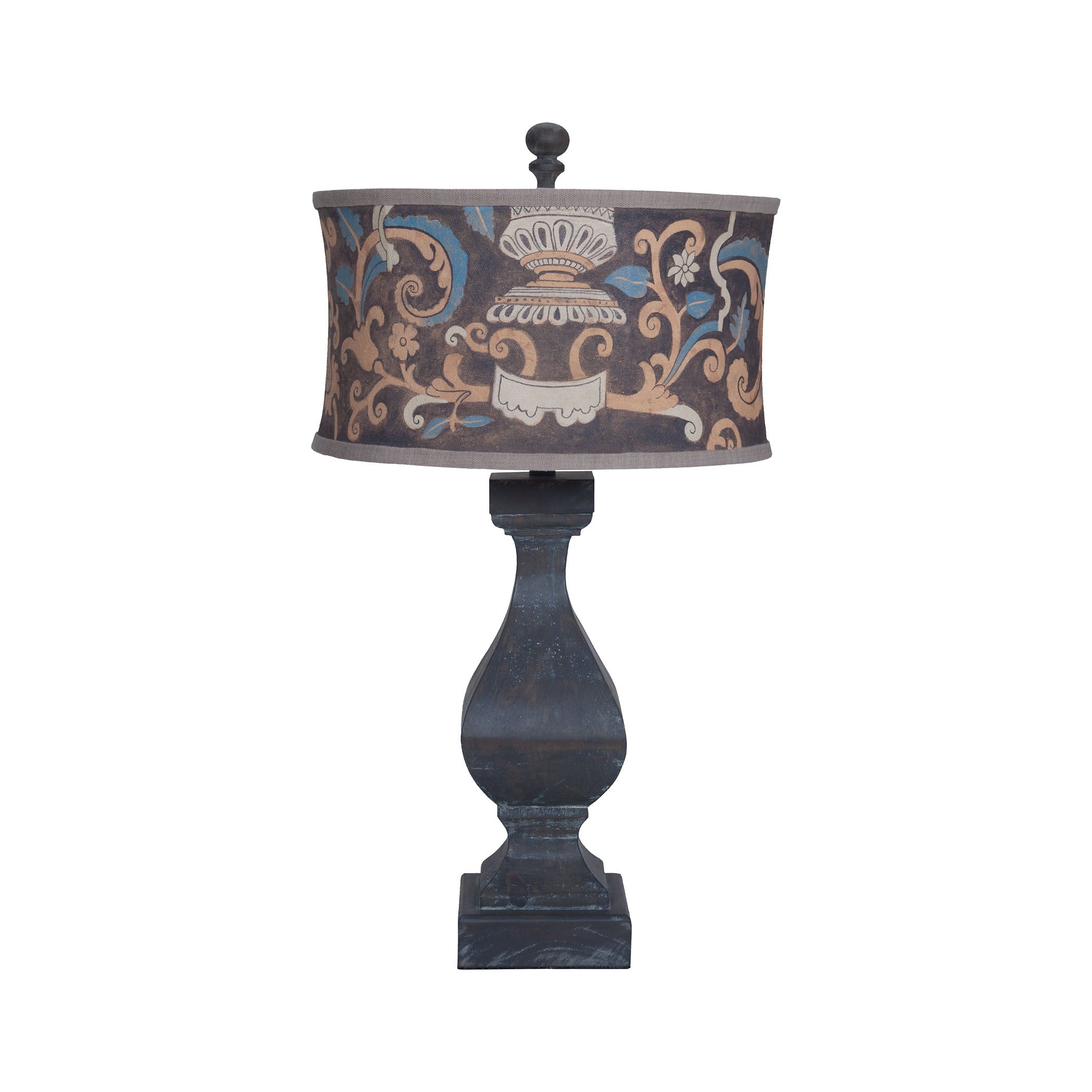 Guildmaster Gui-3516038 Carved Beacon Collection Ash Black Stain Finish Table Lamp