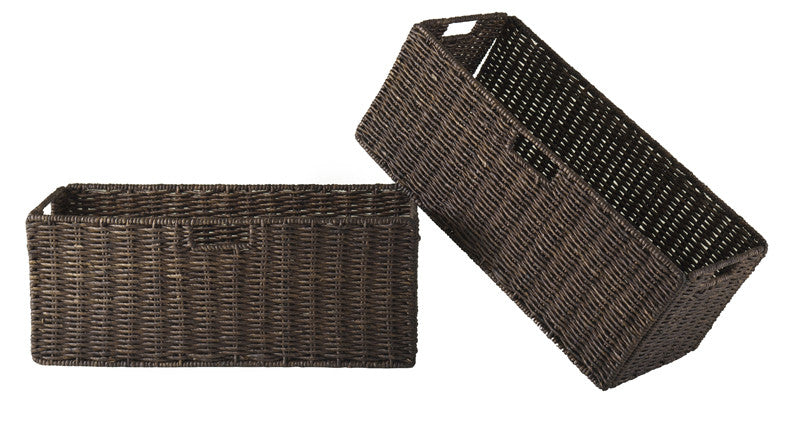 Winsome Wood 38223 Granville Foldable 2-pc Large Corn Husk Baskets, Chocolate