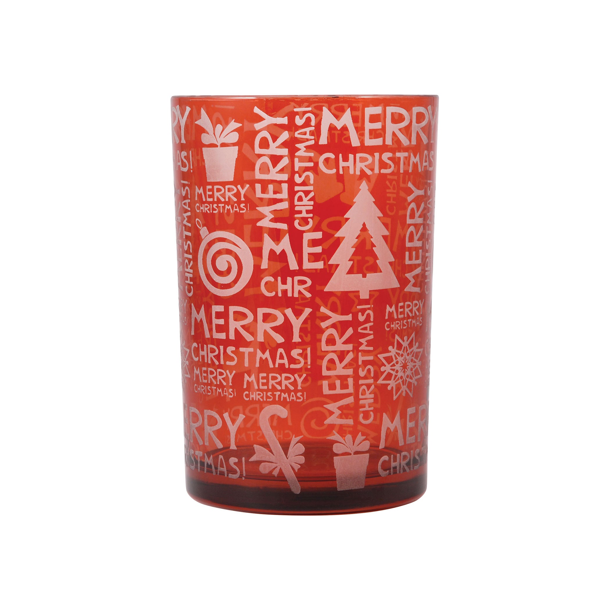 Pomeroy Pom-394584 Merry Christmas Collection Red,frost Finish Candle/candle Holder