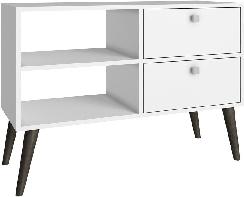 Accentuations By Manhattan Comfort Practical Dalarna Tv Stand With 2 Open Shelves And 2- Drawers In White