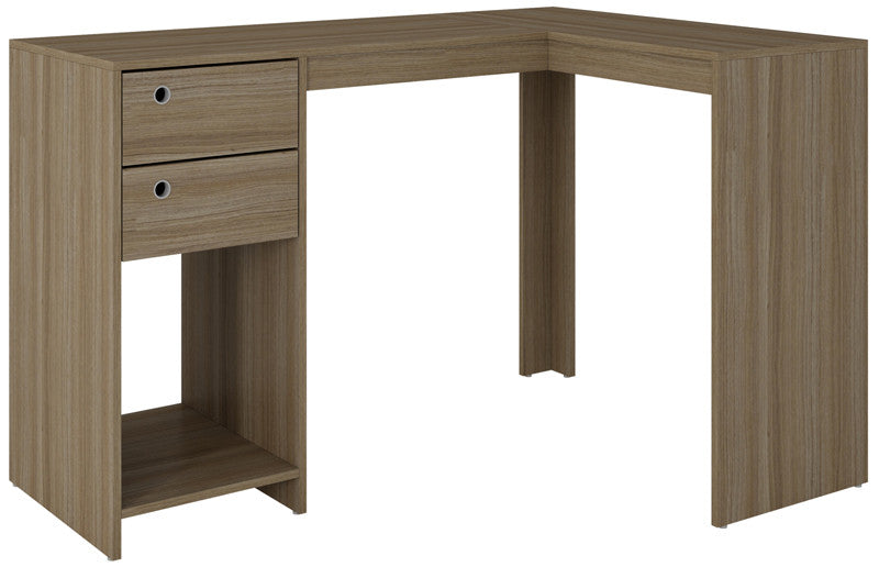 Accentuations By Manhattan Comfort Modest Palermo Classic "l" Shaped Desk With 2 Drawers And 1 Cubby In Oak