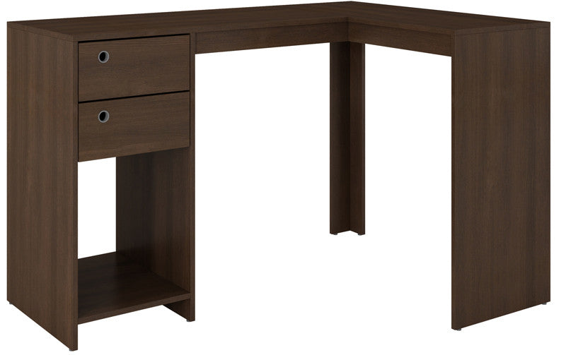 Accentuations By Manhattan Comfort Modest Palermo Classic "l" Shaped Desk With 2 Drawers And 1 Cubby In Tobacco