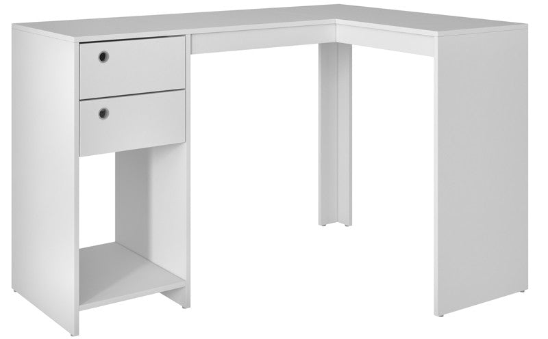 Accentuations By Manhattan Comfort Modest Palermo Classic "l" Shaped Desk With 2 Drawers And 1 Cubby In White
