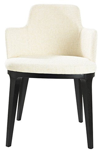 Mochi Furniture Contemporary Accent Armchair With Wooden Legs - White