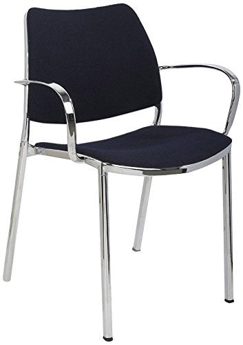 Mochi Furniture Aluminum Accent/guest Fabric Armchair With Chrome Legs - Black (set Of 4)