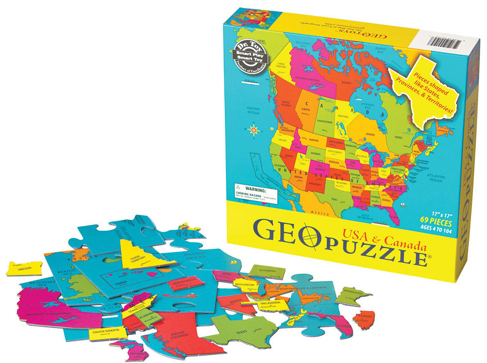Geotoys Tgeo-04 Geopuzzle United States And Canada Educational Geography