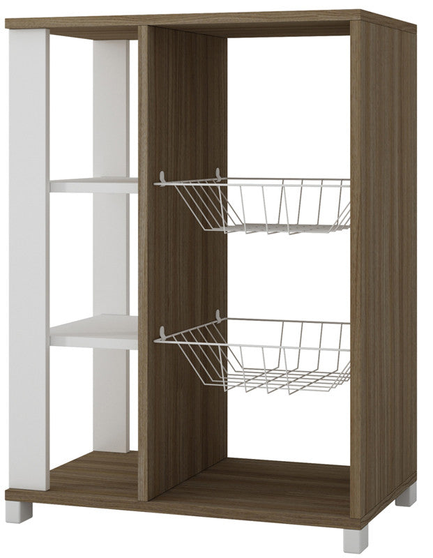 Accentuations By Manhattan Comfort Useful Pasir Pantry Rack With 4 Shelves And 2 Racks In Oak And White