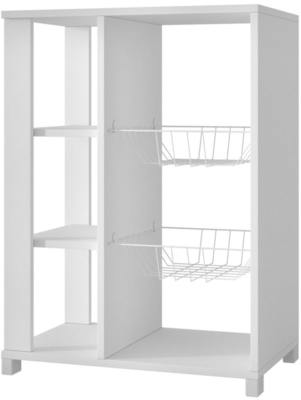 Accentuations By Manhattan Comfort Useful Pasir Pantry Rack With 4 Shelves And 2 Racks In White