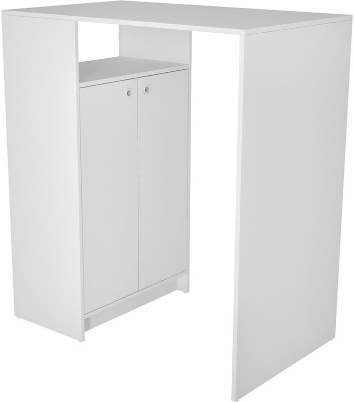 Accentuations By Manhattan Comfort Beautiful Sleek Boon Bar Table With 3- Shelves In White