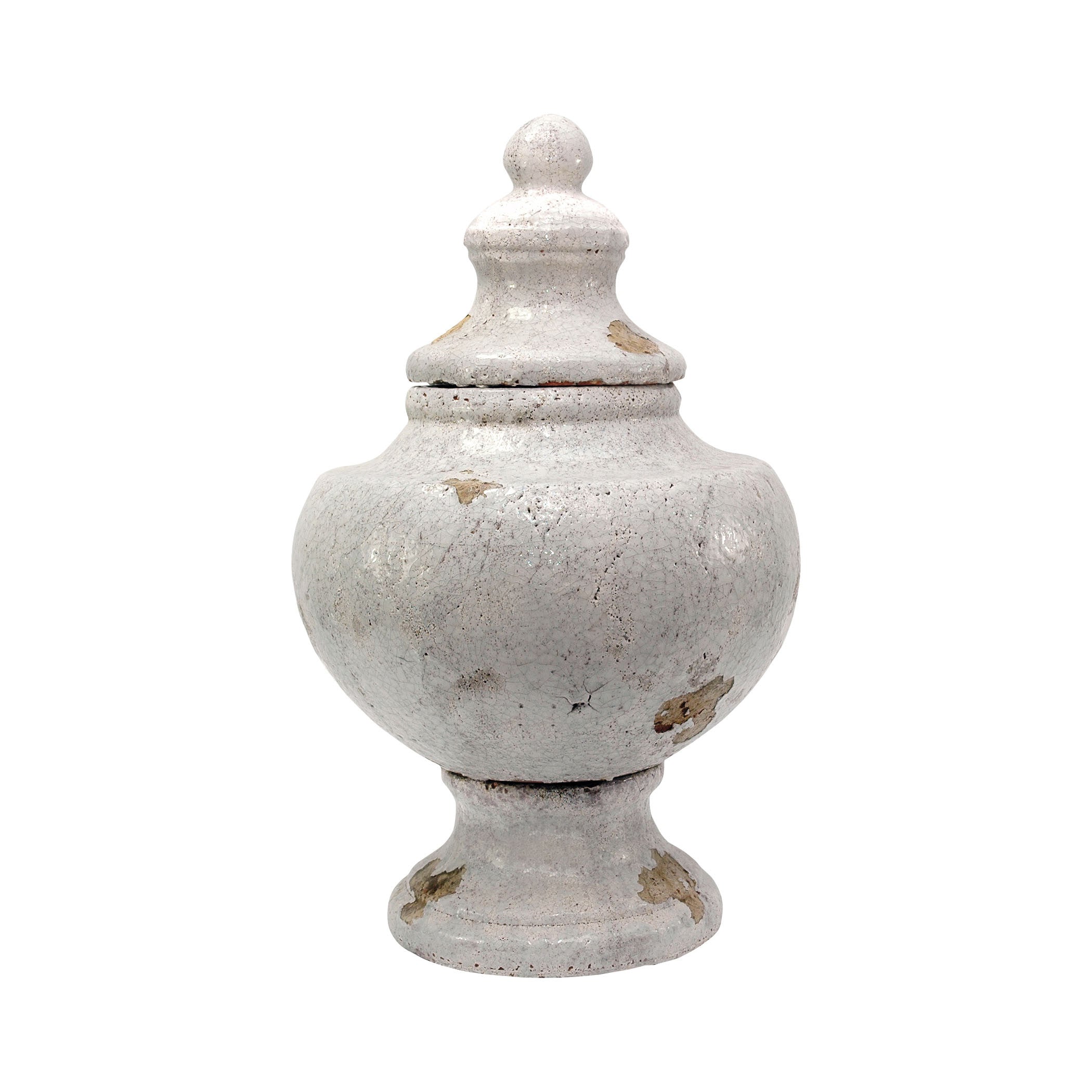 Pomeroy Pom-563003 Castleton Collection Antique White Crackle Finish Vase/urn