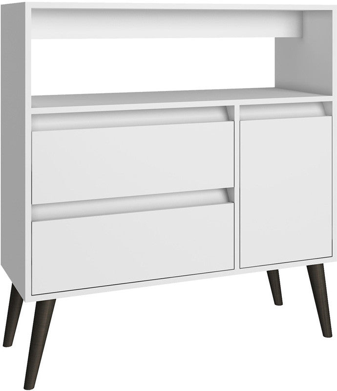 Accentuations By Manhattan Comfort Functional Gota High Side Table With 1- Shelf, 2- Drawers And 1- Door In White
