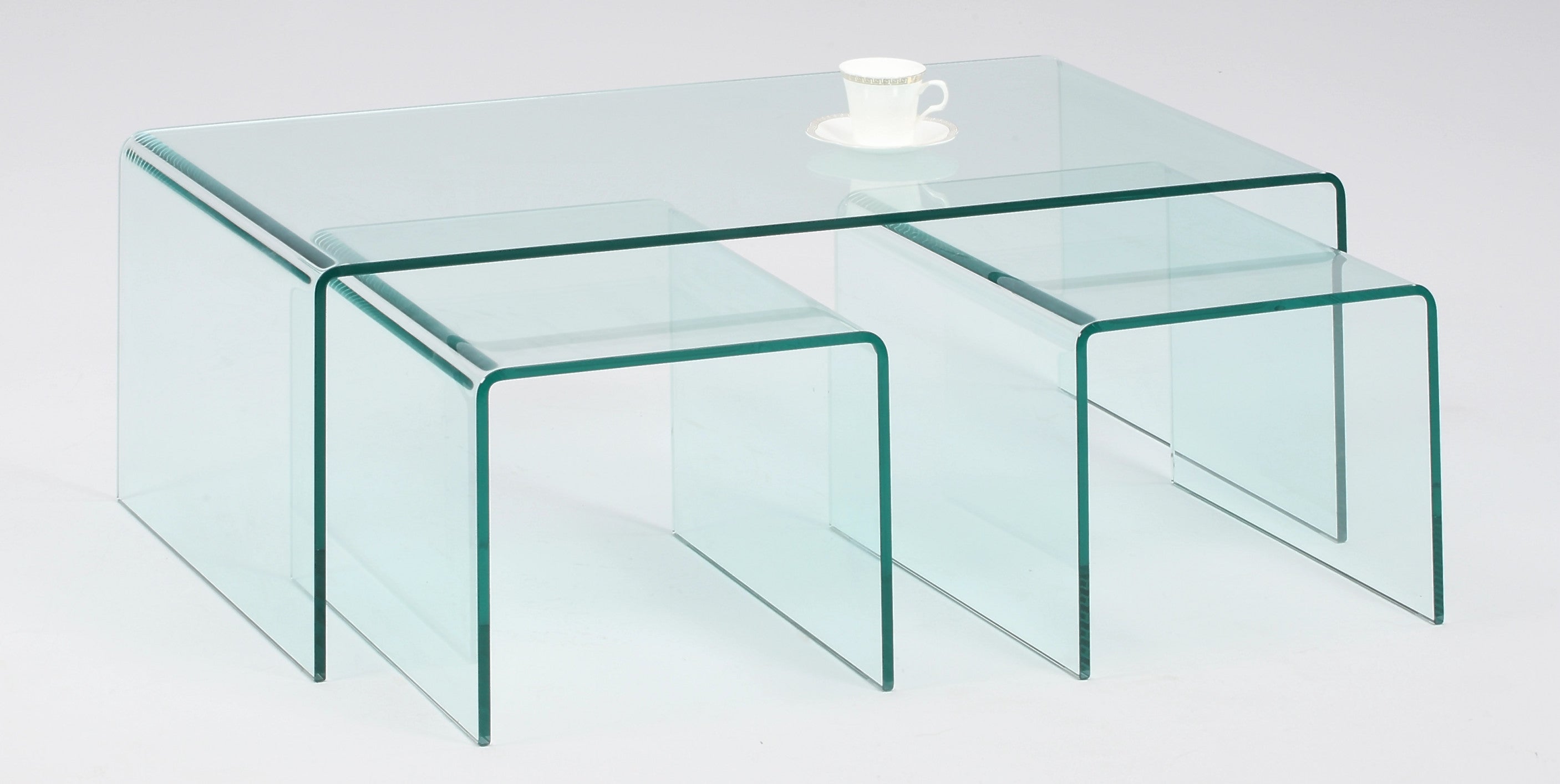 Chintaly 6022-ct Nested Bent Glass Cocktail Table - 3 Table Set
