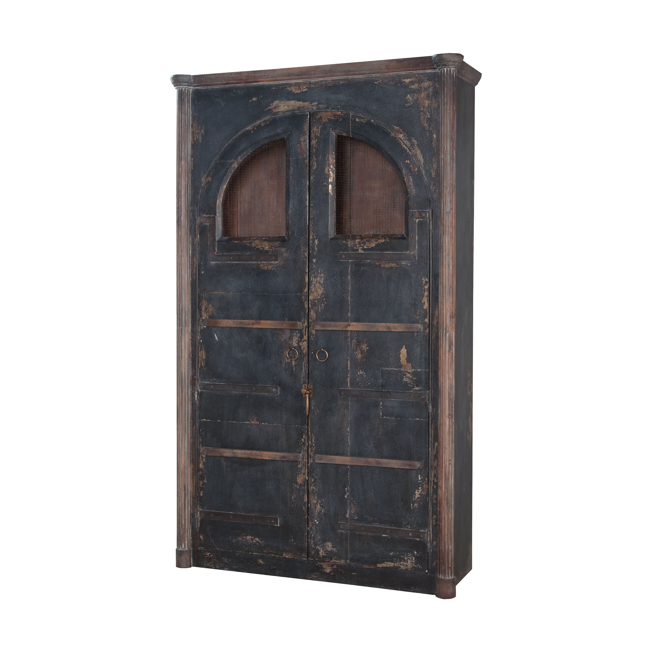 Guildmaster Gui-605032 Farmhouse Collection Natural Aged Stain,vintage Noir Finish Armoire