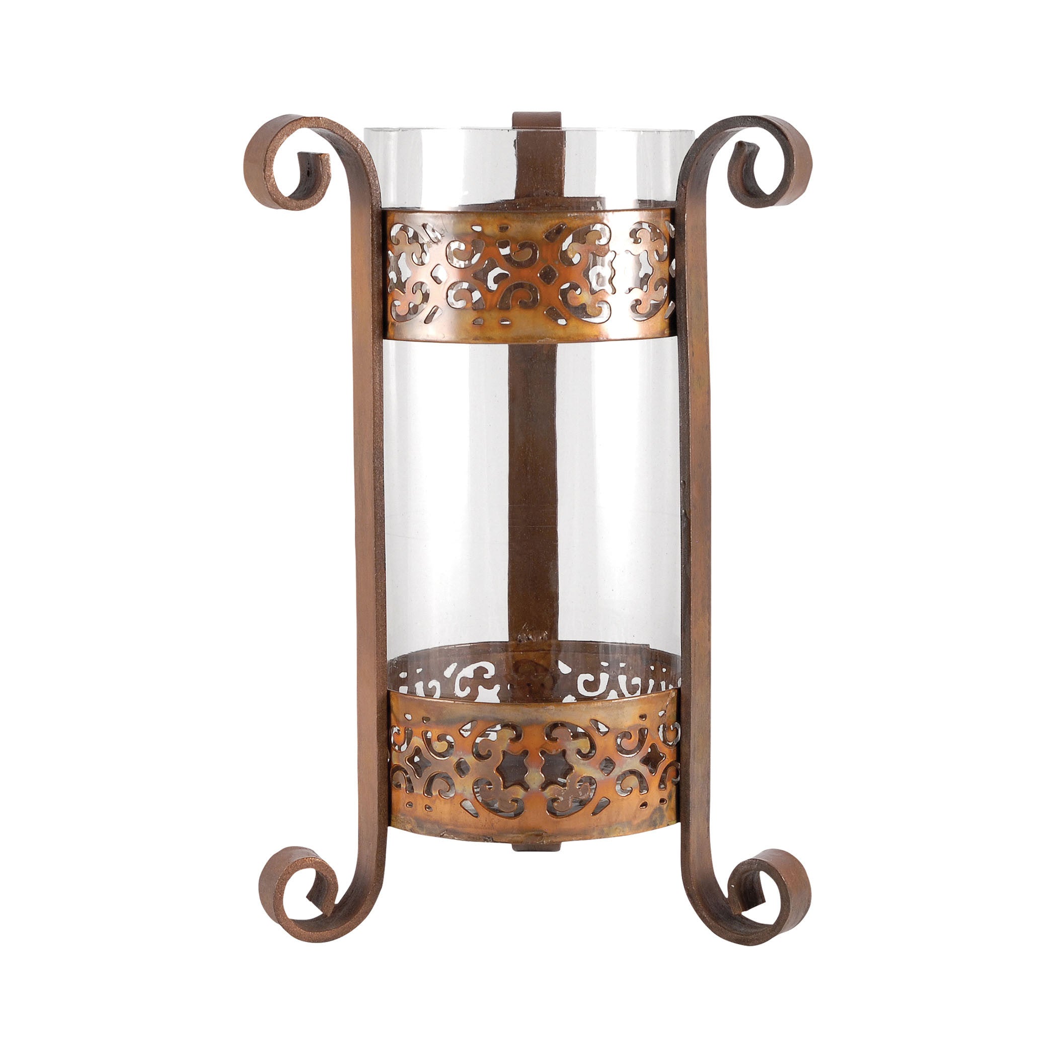 Pomeroy Pom-620645 Deveraux Collection Burned Copper,clear Finish Candle/candle Holder