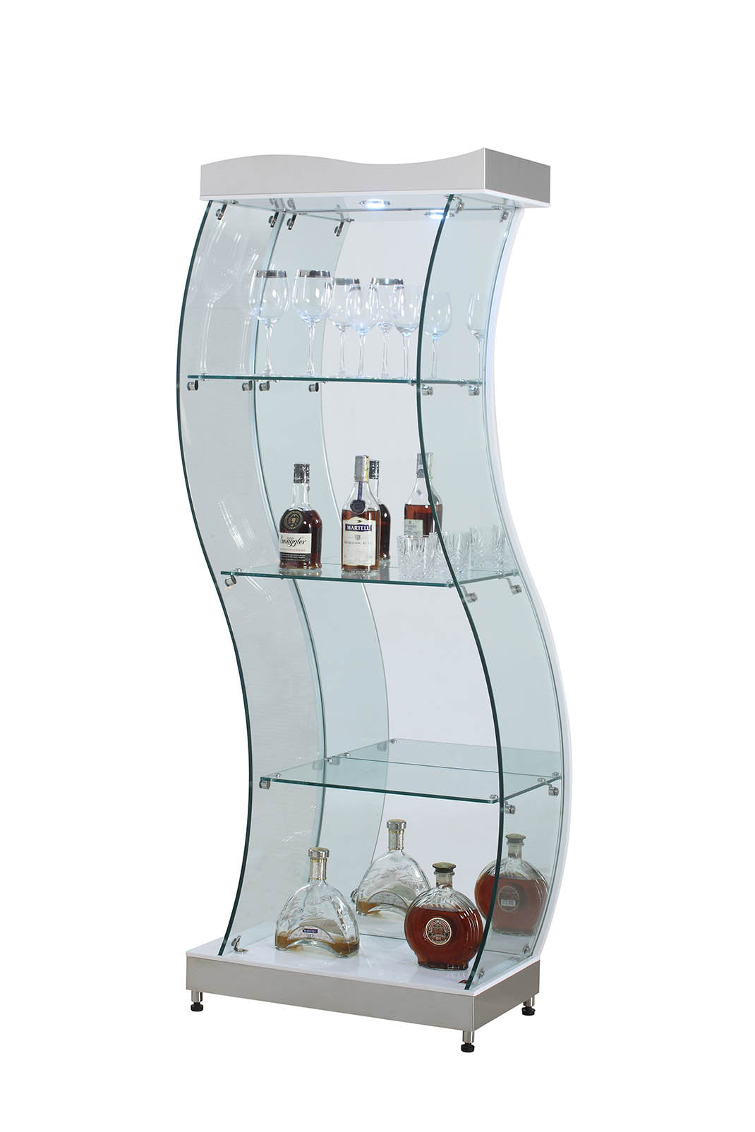 Chintaly 6618-cur-wht S-shaped Glass Curio