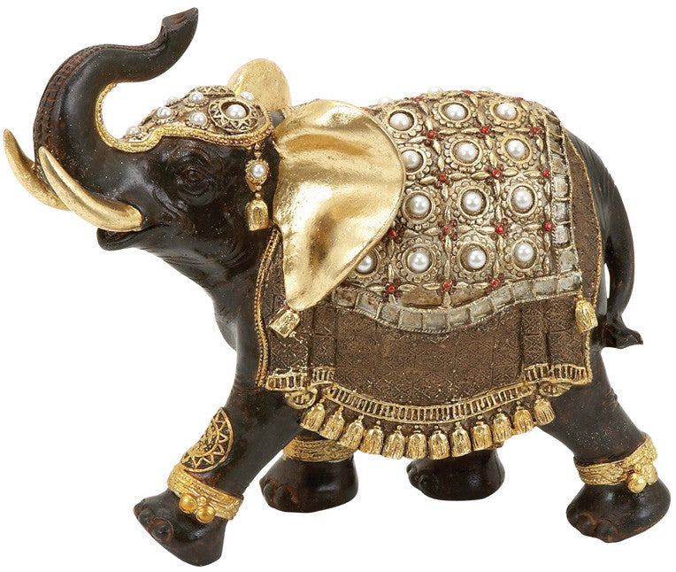 Benzara 69476 Polystone Elephant With Intricate Detailing And Carvings