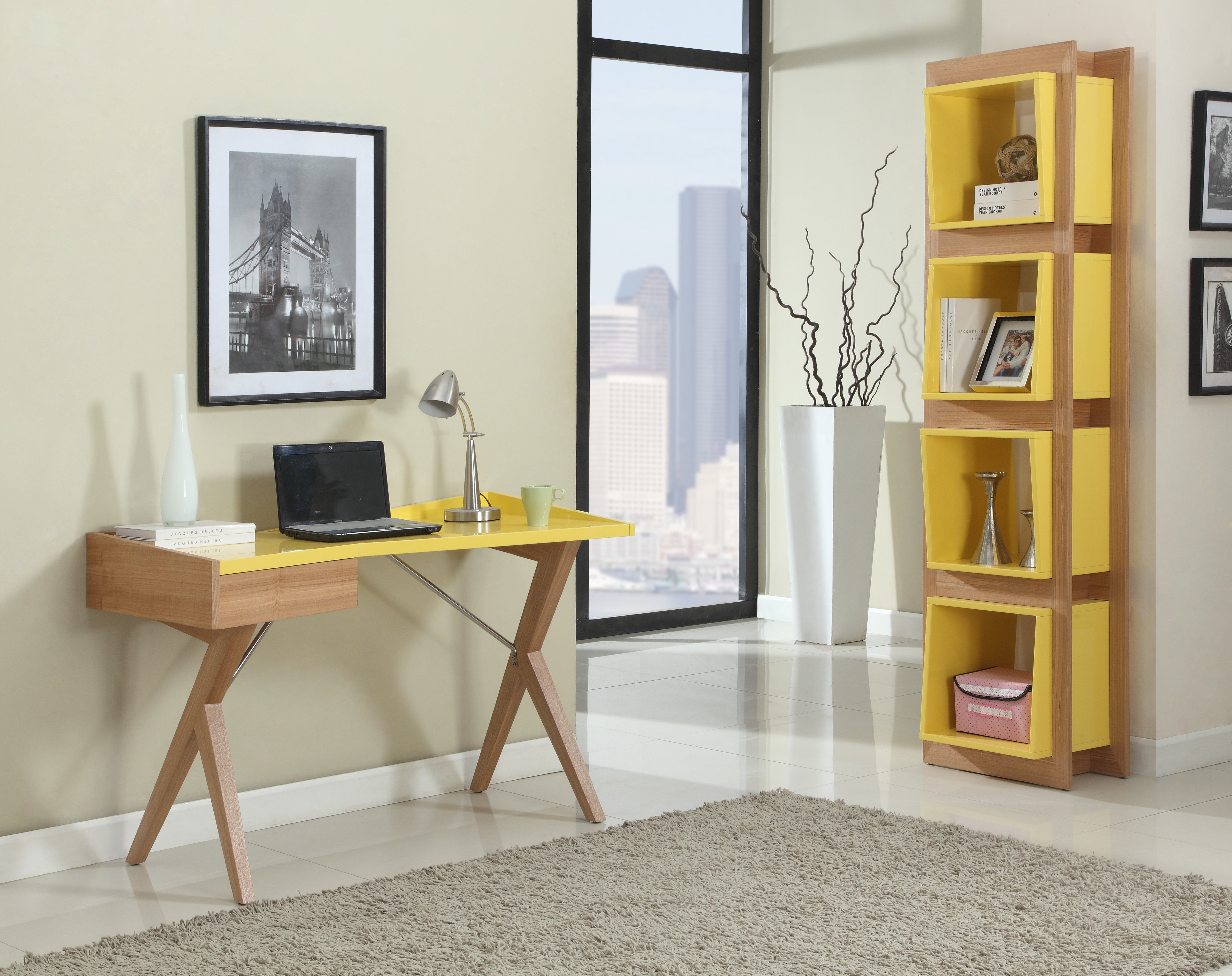 Chintaly 6951-bks Open Bookshelf W. 4 Colored Shelves