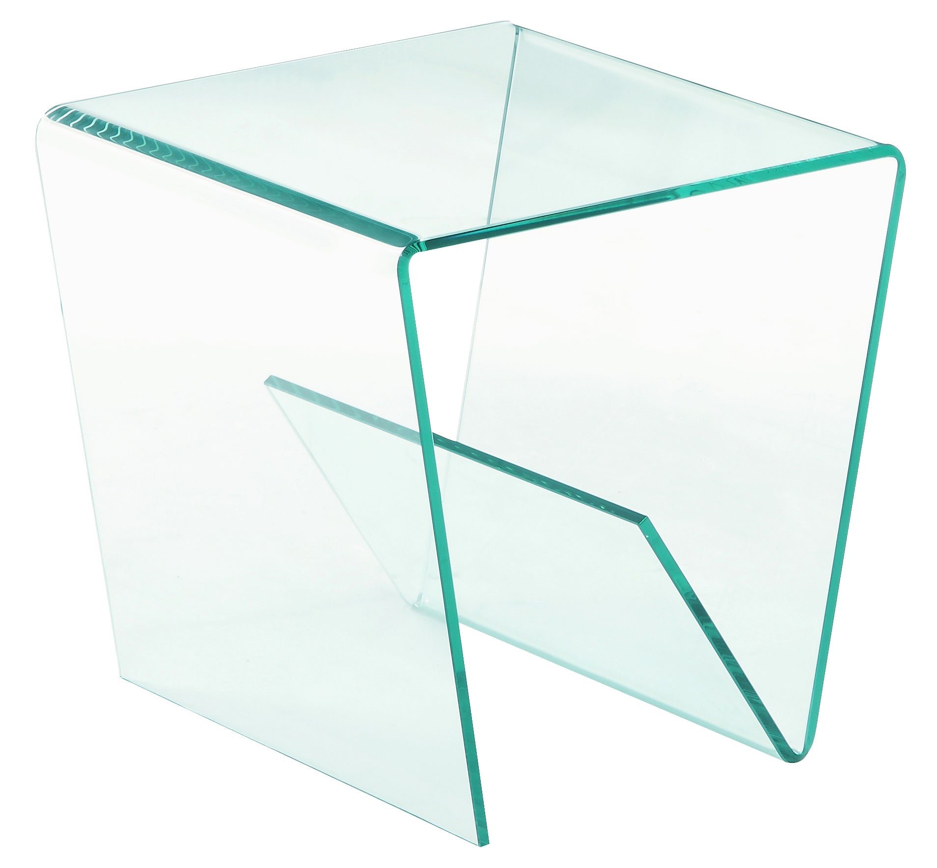 Chintaly 72102-lt 72102 Square Bent Clear Glass Lamp Table