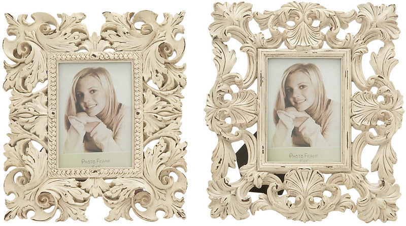 Benzara 76464 Charming Patterned Polystone Photo Frame 2 Assorted