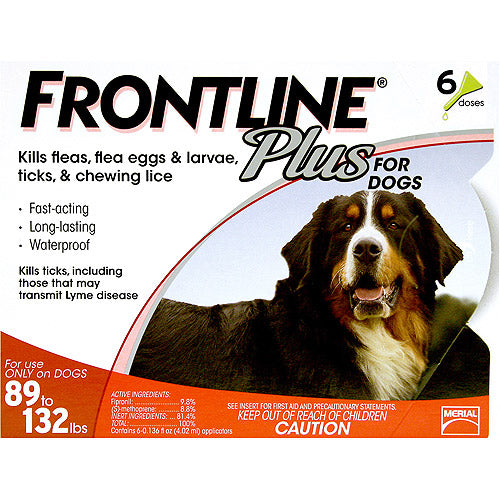 Frontline 89-132-6pk-ps Flea Control Plus For Dogs And Puppies 89-132 Lbs 6 Pack