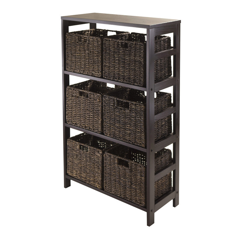 Winsome Wood 92051 Granville 7pc Storage Shelf With 6 Foldable Baskets, Espresso