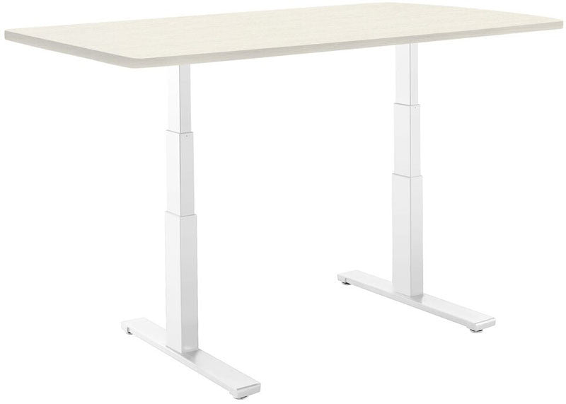 Vifah A1-a11 Smartdesk Standing Desk With Electric Adjustble Height 24 - 50 Inches, White Dual-motor Frame - Oak Classic Table Top Size 53" X 30"